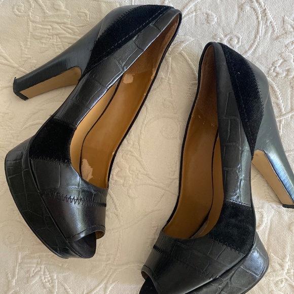 Nine West black chunky peep for pumps 7 - Picture 4 of 6